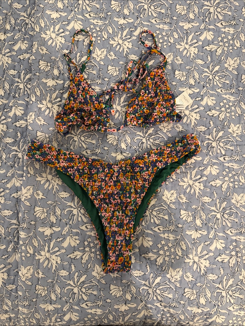 WeWoreWhat Smocked Floral Two-Piece Bikini - Multicolor